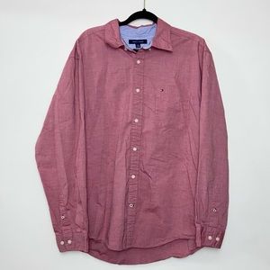 Tommy Hilfiger  red button up men's shirt with collar size XL